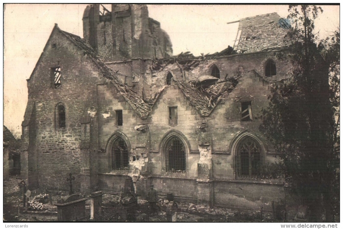 Die zerschossene Kirche von Craonne
