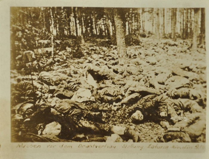 5.2.a Russian soldiers killed before a German position in a forest on the Eastern Front