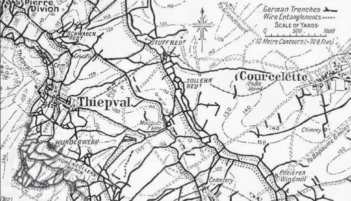 Thiepval fortifications map 1916