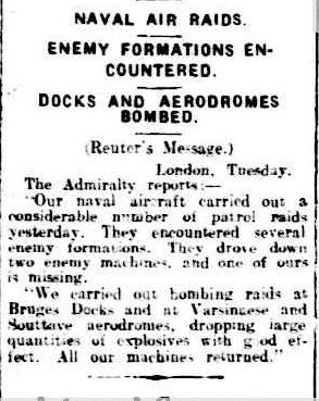 A3 Bruges air raid newspaper article