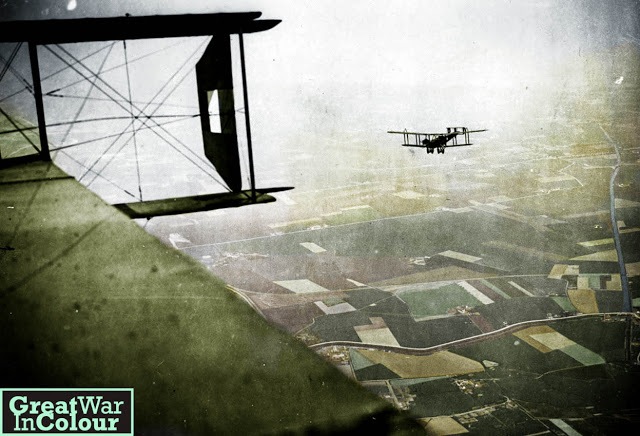 A1 WWI British bombers on a mission - Western Front, 1918