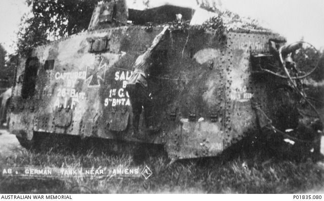 A2 German A7V tank 'Mephisto' by the Australians on the 24th April 1918